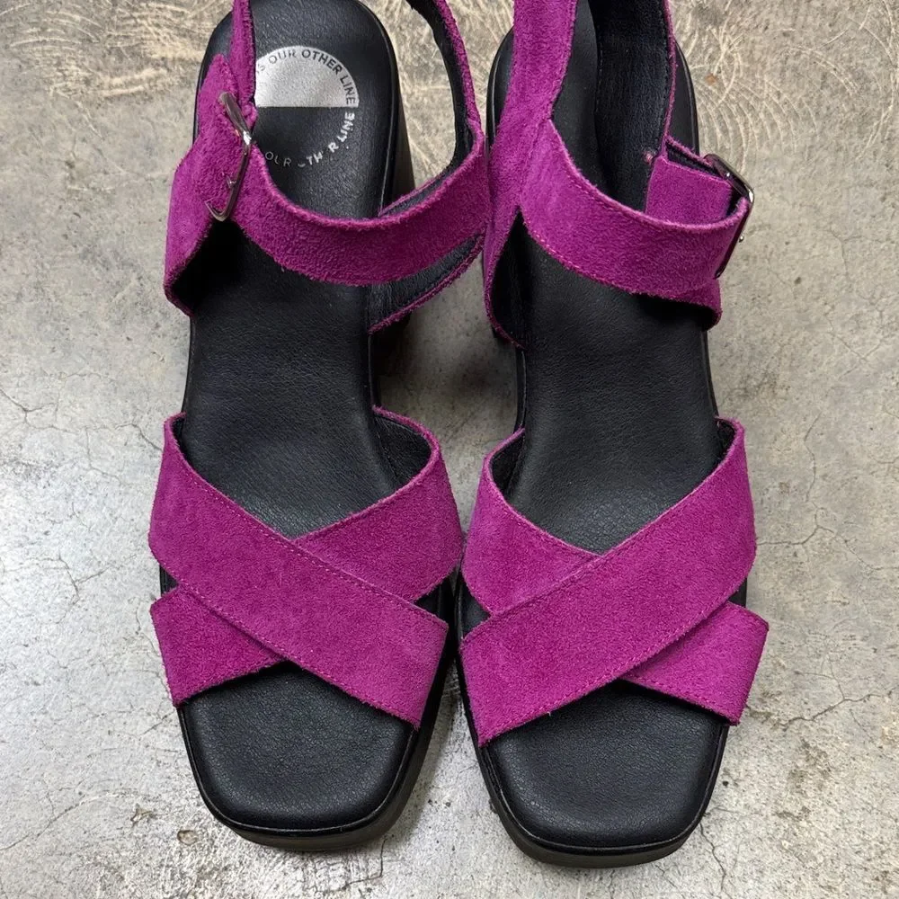 * Nordstrom Magenta and Black Platform Sandals